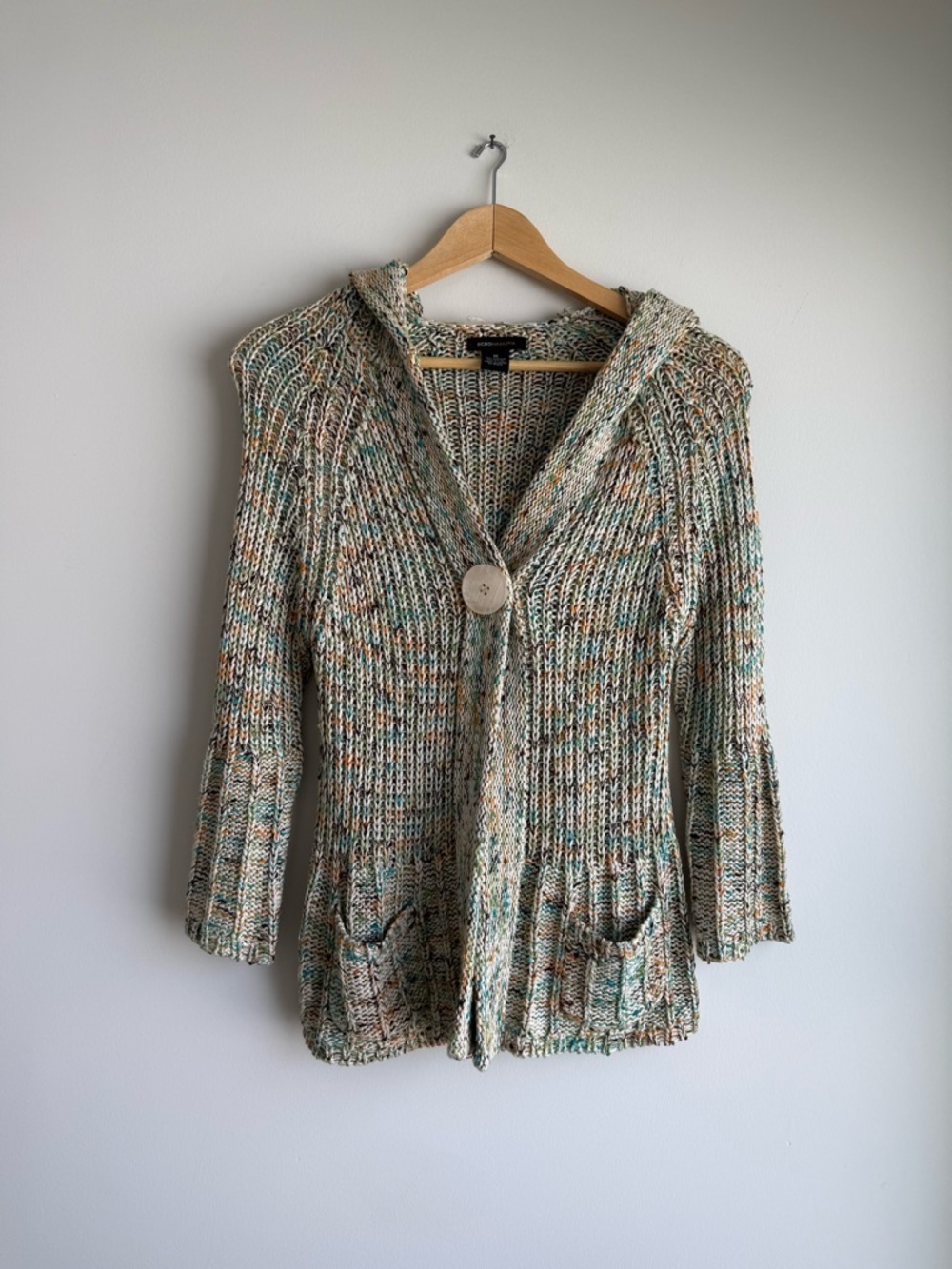 BCBG Max Azria Hooded Knit Cardigan Sweater Multicolor Size M